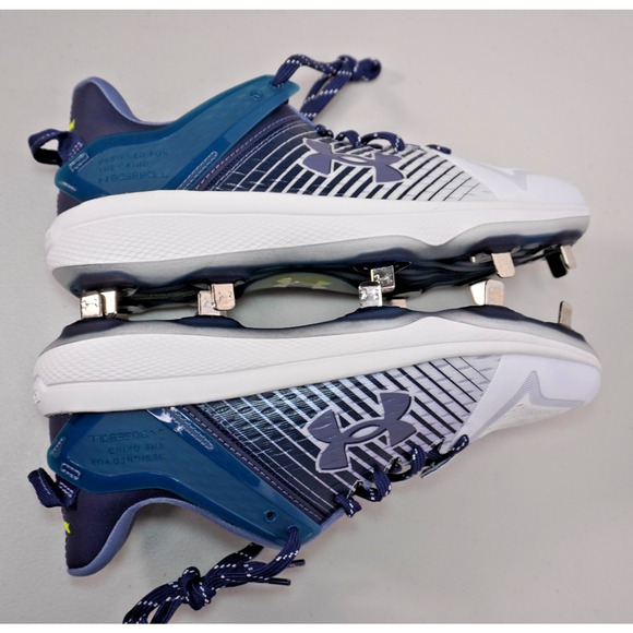 Under Armour Yard Low Metal Baseball Cleats White/Navy Men\'s 7.5 main image 4